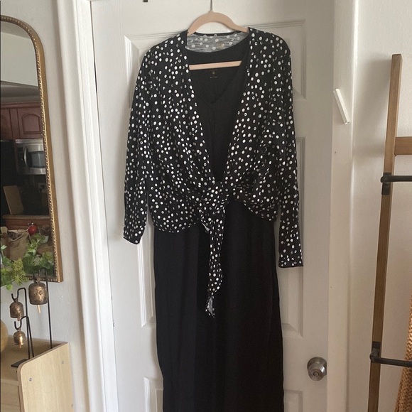 Belle by Kim Gravel Black Sheath Maxi Dress Crew V-Neck - Picture 3 of 5